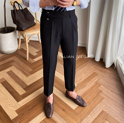 Black Signature Flap Formal Gurkha Pants by ITALIAN VEGA®