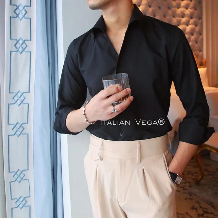 Old Money Black Button Down Shirt by Italian Vega®