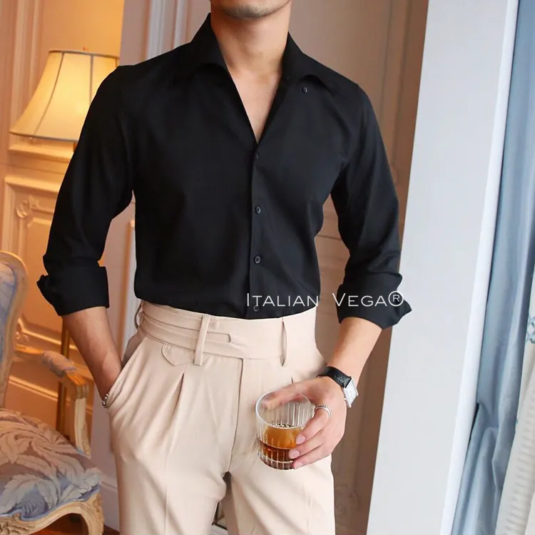 Old Money Black Button Down Shirt by Italian Vega®