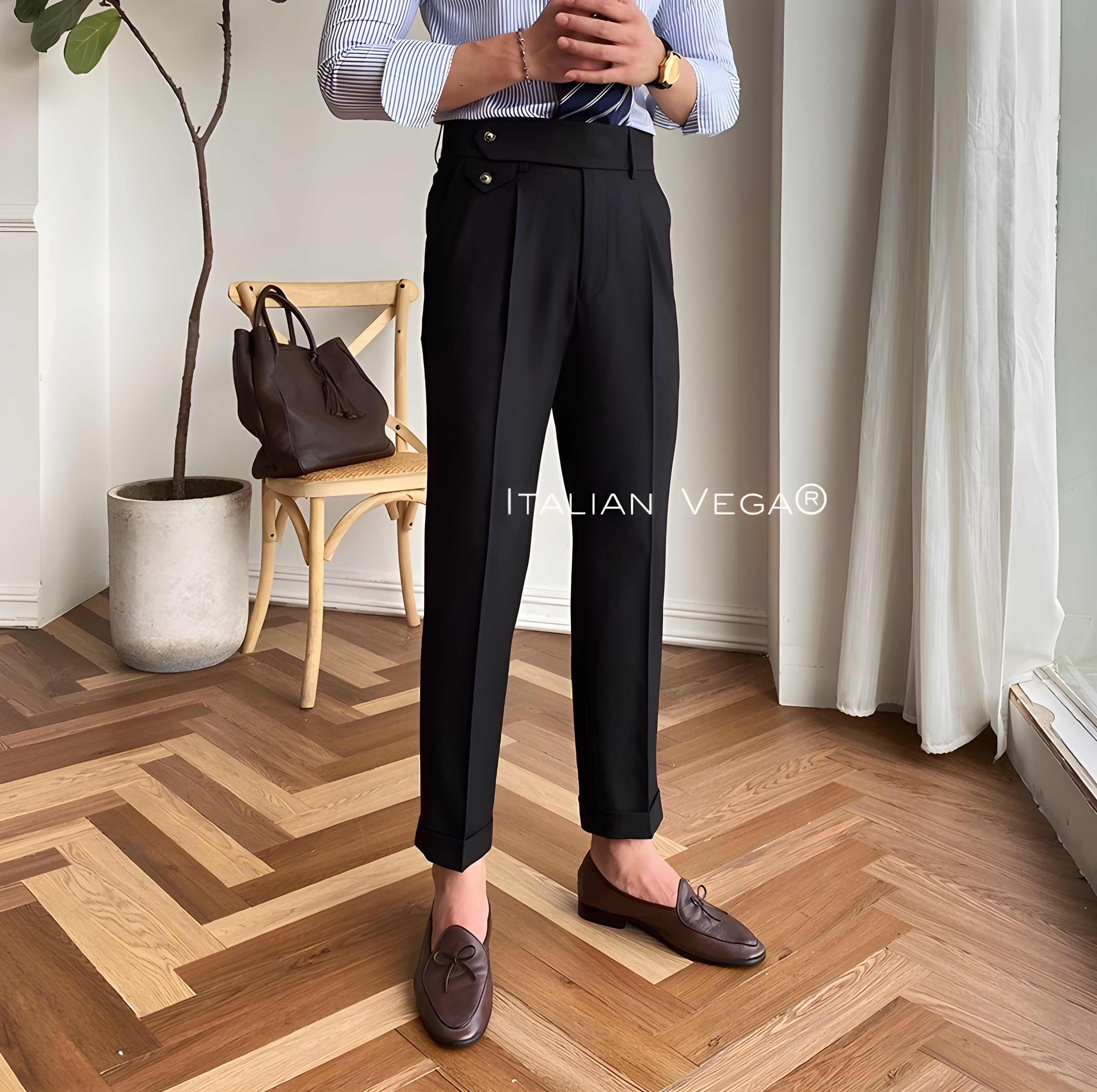 Black Signature Flap Formal Gurkha Pants by ITALIAN VEGA®