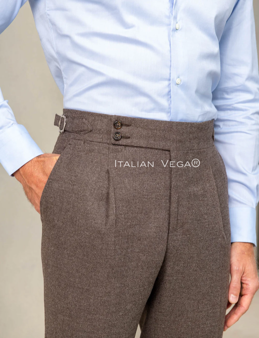 Brown Flannel Signature Gurkha Pants by Italian Vega®