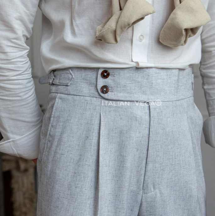 Old Money Crepe Shirt with Ash Grey Signature Buttoned Gurkha Pant by ITALIAN VEGA®