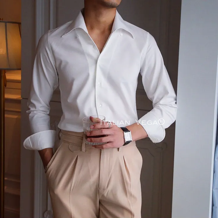 Old Money White Shirt with White Signature Buttoned Gurkha Pant by ITALIAN VEGA®