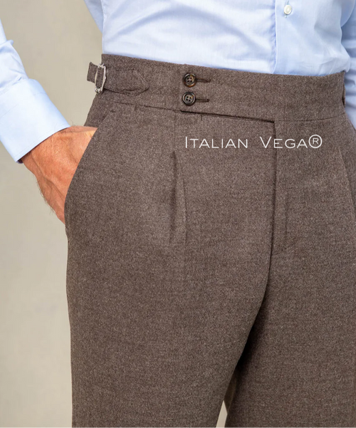 Brown Flannel Signature Gurkha Pants by Italian Vega®