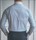 Old Money Classic Stripe Shirt with Ash Grey Signature Buttoned Gurkha Pant by ITALIAN VEGA®