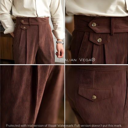 Brown Corduroy Signature Formal Gurkha Pants by ITALIAN VEGA®