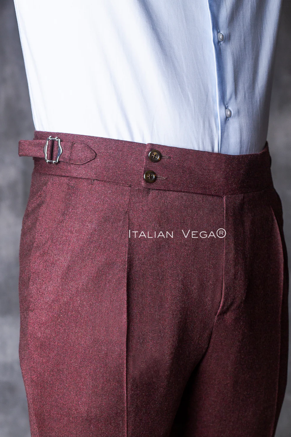 Burgundy Signature Flannel Gurkha Pants by Italian Vega®