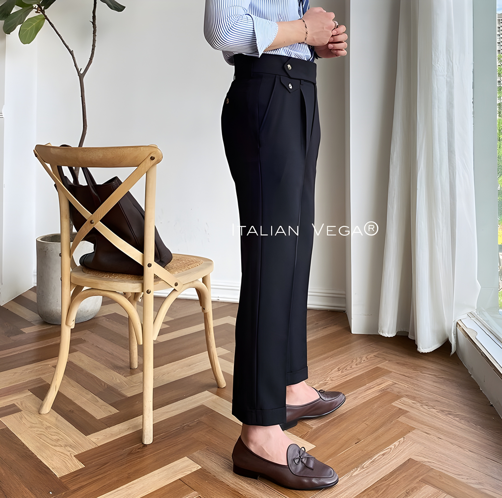 Black Signature Flap Formal Gurkha Pants by ITALIAN VEGA®