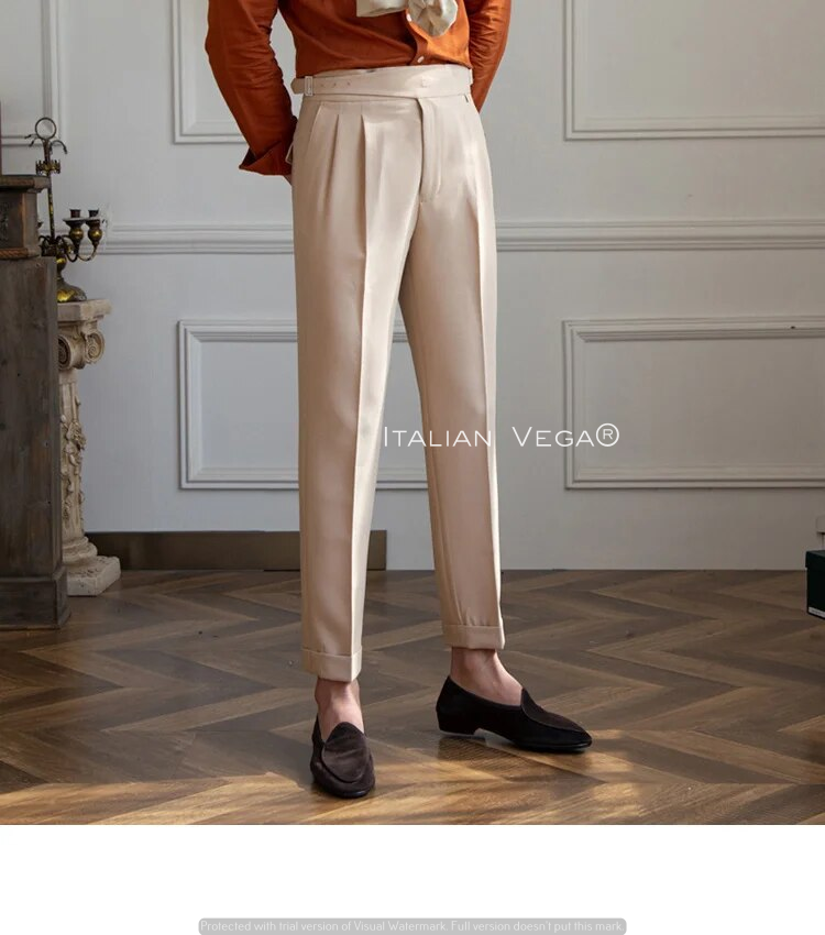 Beige Classic Buckle Gurkha Pants by Italian Vega®