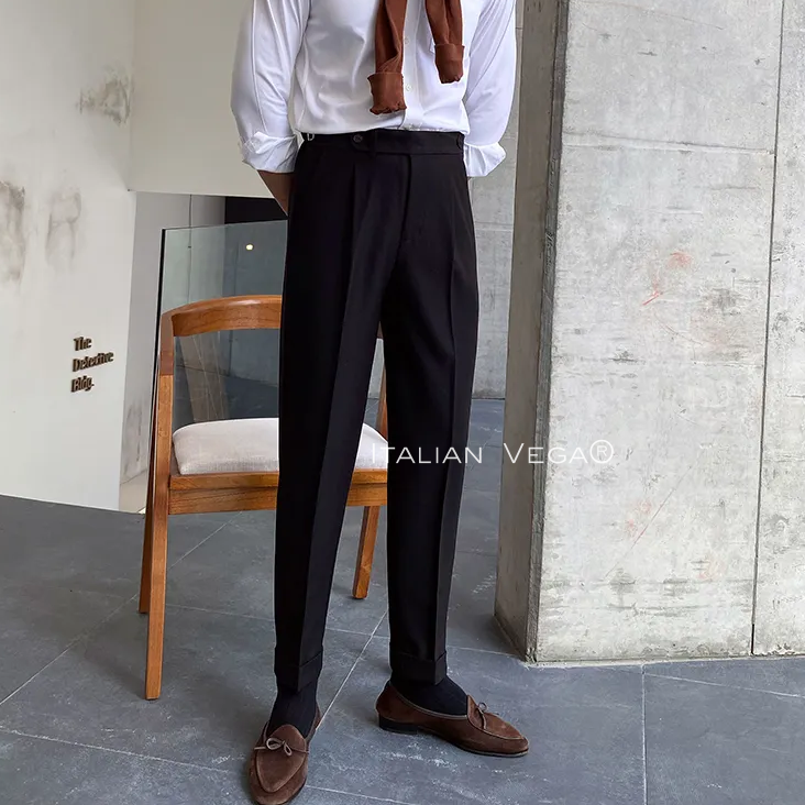 Black Italian Elegant Formal Gurkha Pants by ITALIAN VEGA®