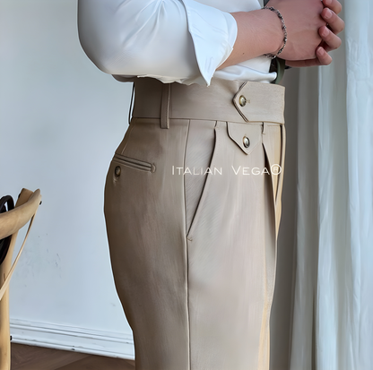 Camel Signature Flap Formal Gurkha Pants by ITALIAN VEGA®