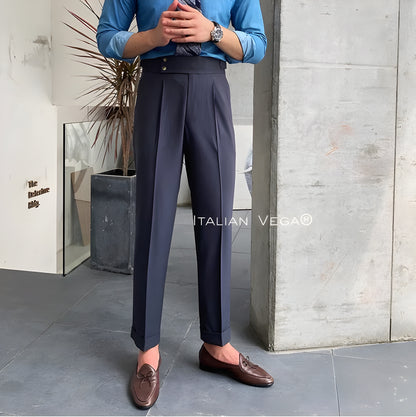 Elephant Grey Signature Buttoned Formal Gurkha Pants by ITALIAN VEGA®