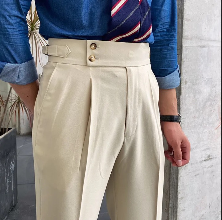 Old Money Crepe Shirt with Beige Signature Buttoned Gurkha Pant by ITALIAN VEGA®