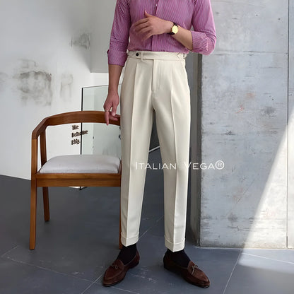 Beige Italian Elegant Gurkha Trousers by ITALIAN VEGA®