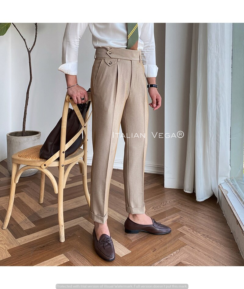 Camel Signature Flap Formal Gurkha Pants by ITALIAN VEGA®