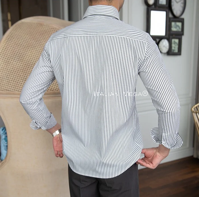 Old Money Grey Stripe Shirt with Ash Grey Signature Buttoned Gurkha Pant by ITALIAN VEGA®