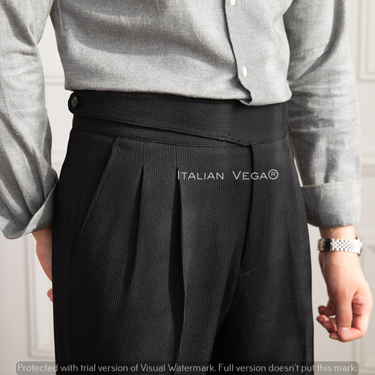 Black Corduroy Classic Formal Gurkha Pants by ITALIAN VEGA®