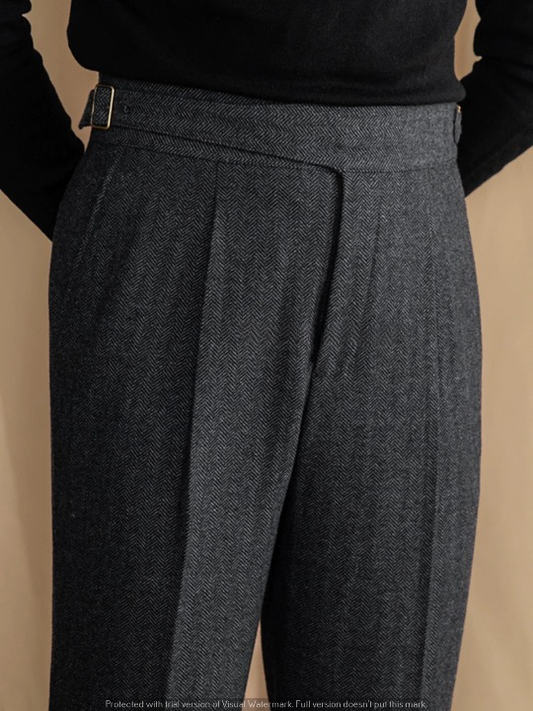 Deep Grey Exotic Wool Formal Gurkha Pants by ITALIAN VEGA® (Winter Edition)