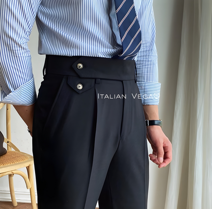 Black Signature Flap Formal Gurkha Pants by ITALIAN VEGA®