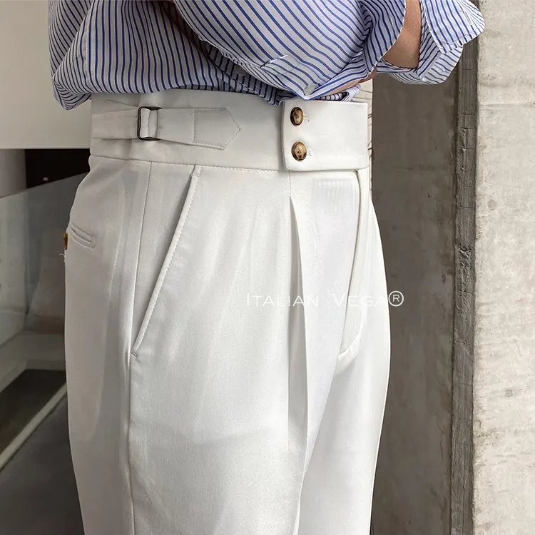 Old Money Black Shirt with White Signature Buttoned Gurkha Pant by ITALIAN VEGA®