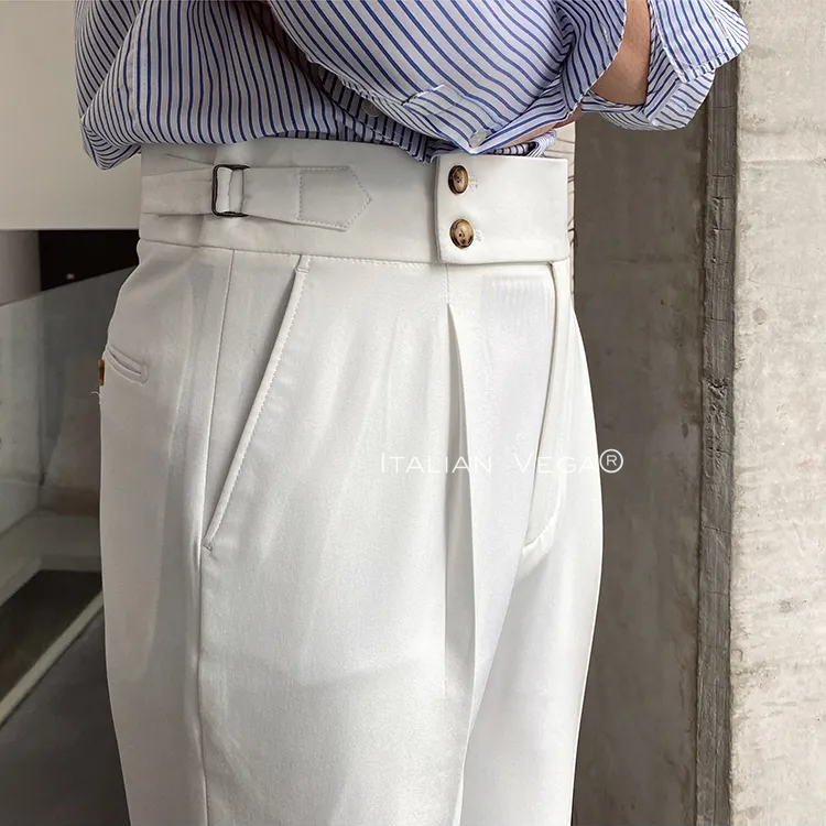 Old Money Crepe Shirt with White Signature Buttoned Gurkha Pant by ITALIAN VEGA®