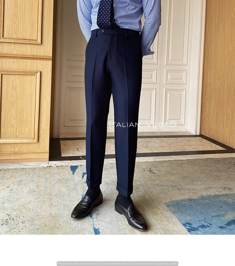 Navy Blue Men Formal Pants by Italian Vega®