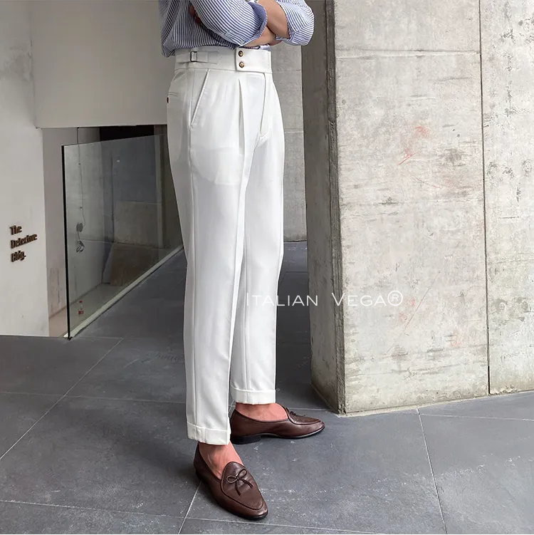 White Signature Buttoned Formal Gurkha Pants by ITALIAN VEGA®