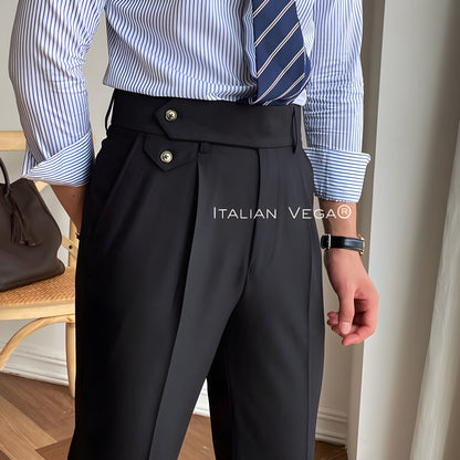 Black Signature Flap Formal Gurkha Pants by ITALIAN VEGA®