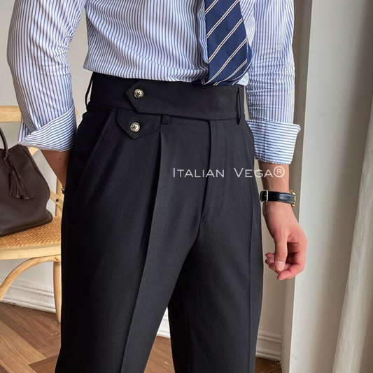 Black Signature Flap Formal Gurkha Pants by ITALIAN VEGA®