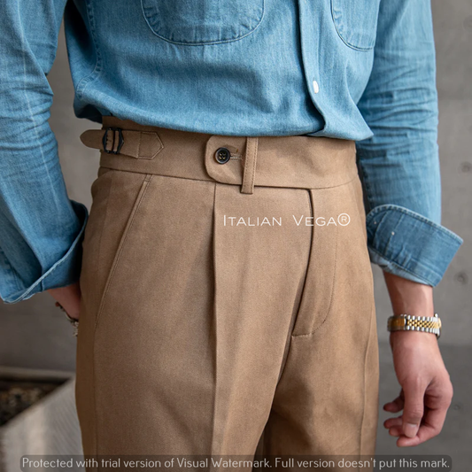 Brown Italian Elegant Gurkha Trousers by Italian Vega®