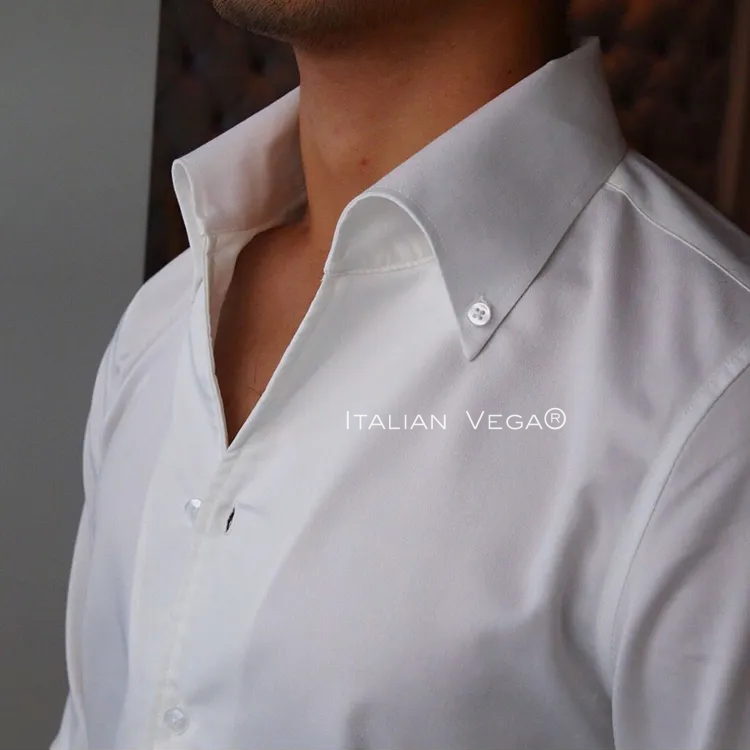 Old Money Ivory White Solid One Piece Collar Shirt by Italian Vega®
