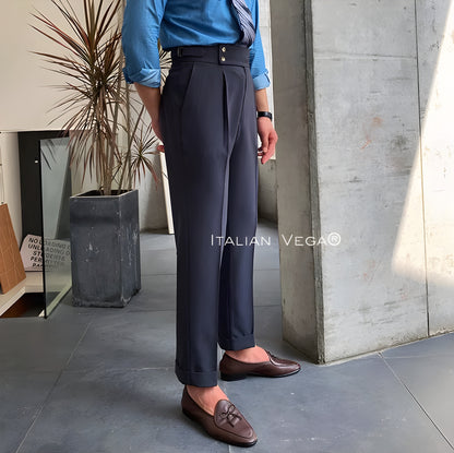 Elephant Grey Signature Buttoned Formal Gurkha Pants by ITALIAN VEGA®