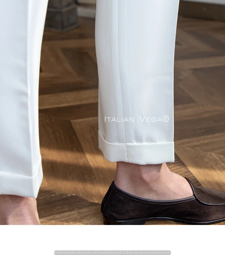 Frost White Classic Buckle Formal Gurkha Pants by ITALIAN VEGA®