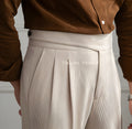 Beige Corduroy Classic Button Formal Gurkha Pants by ITALIAN VEGA®