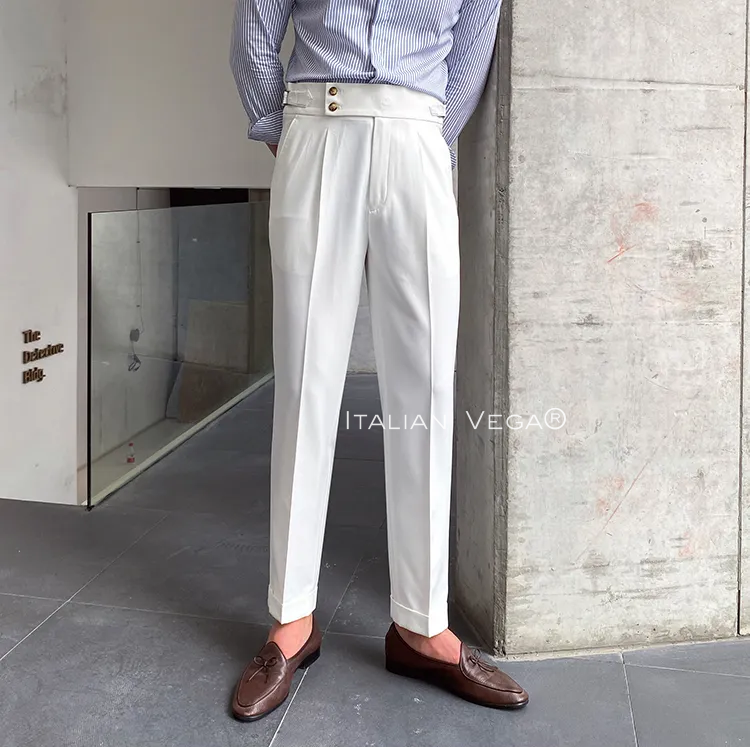 White Signature Buttoned Formal Gurkha Pants by ITALIAN VEGA®