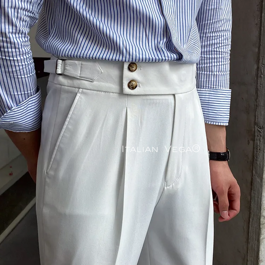 White Signature Buttoned Formal Gurkha Pants by ITALIAN VEGA®