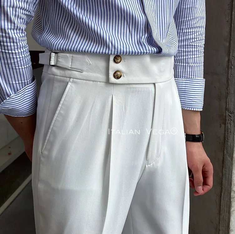 Old Money Crepe Shirt with White Signature Buttoned Gurkha Pant by ITALIAN VEGA®