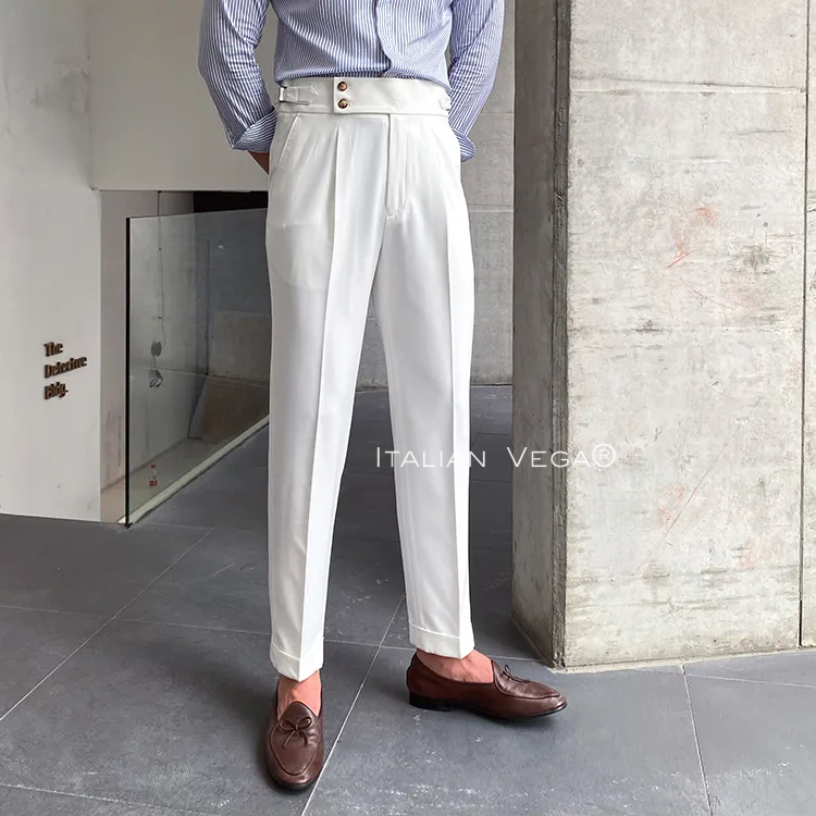 White Signature Buttoned Formal Gurkha Pants by ITALIAN VEGA®