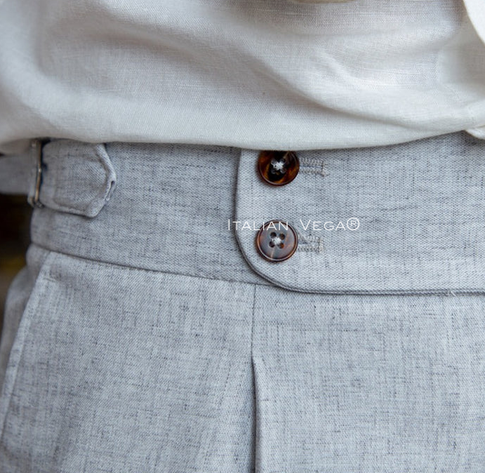 Old Money Crepe Shirt with Ash Grey Signature Buttoned Gurkha Pant by ITALIAN VEGA®