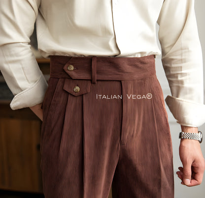 Brown Corduroy Signature Formal Gurkha Pants by ITALIAN VEGA®