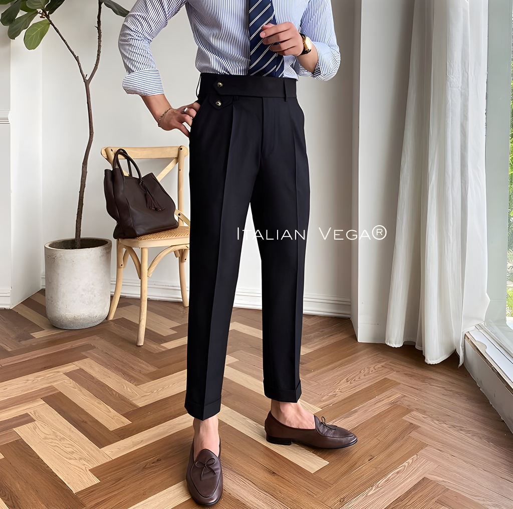 Black Signature Flap Formal Gurkha Pants by ITALIAN VEGA®