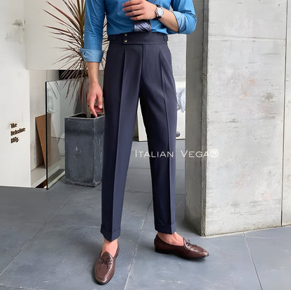 Elephant Grey Signature Buttoned Formal Gurkha Pants by ITALIAN VEGA®