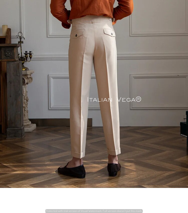 Beige Classic Buckle Gurkha Pants by Italian Vega®