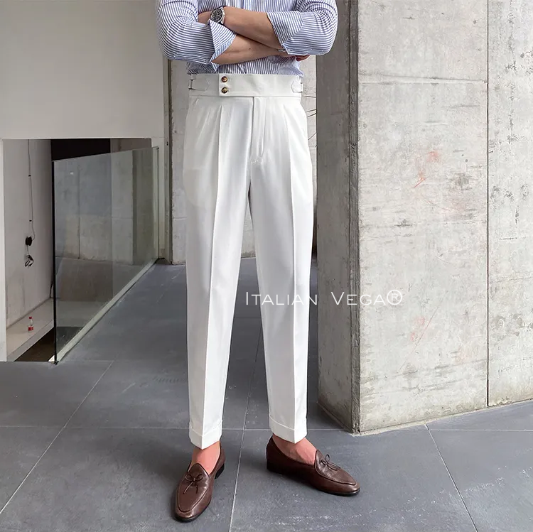 White Signature Buttoned Formal Gurkha Pants by ITALIAN VEGA®