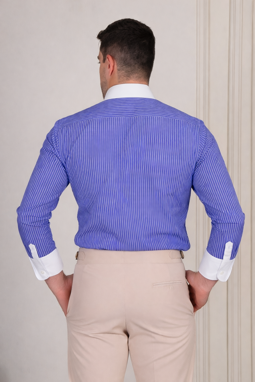 Old Money Indigo Blue Contrast One Piece Collar Shirt by Italian Vega®