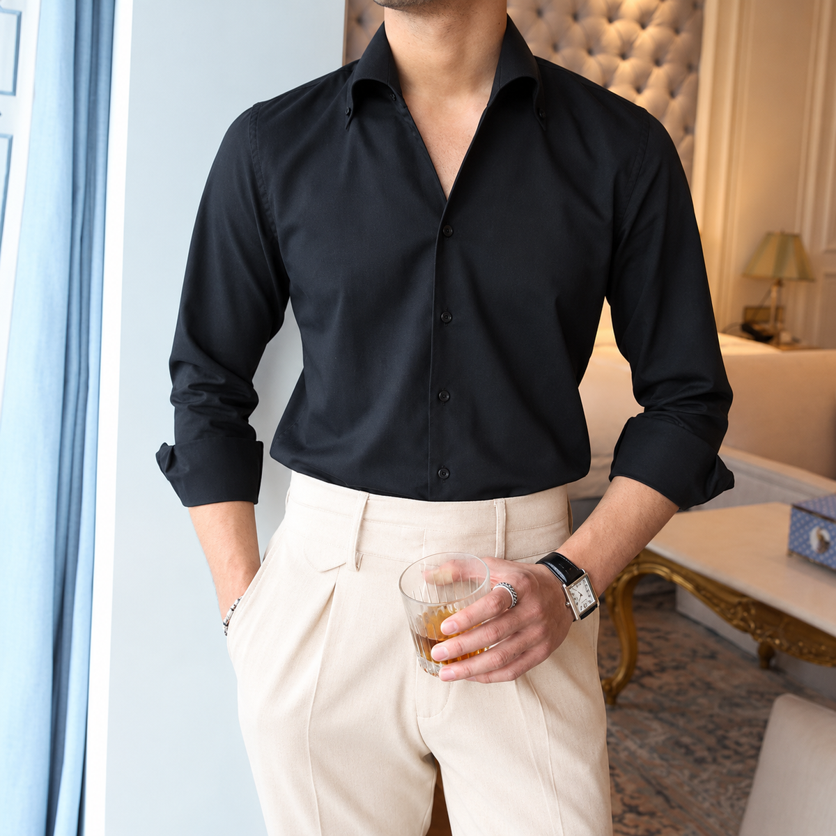 Old Money Black Button Down Shirt by Italian Vega®