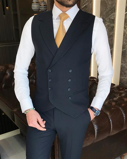 ITALIAN FIT MEN'S CARBON BLUE SUIT BY ITALIAN VEGA® (3-Piece)