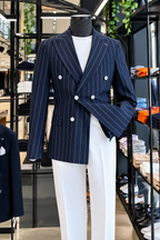 Navy striped Double Breasted Blazer by Italian Vega (Special Edition)