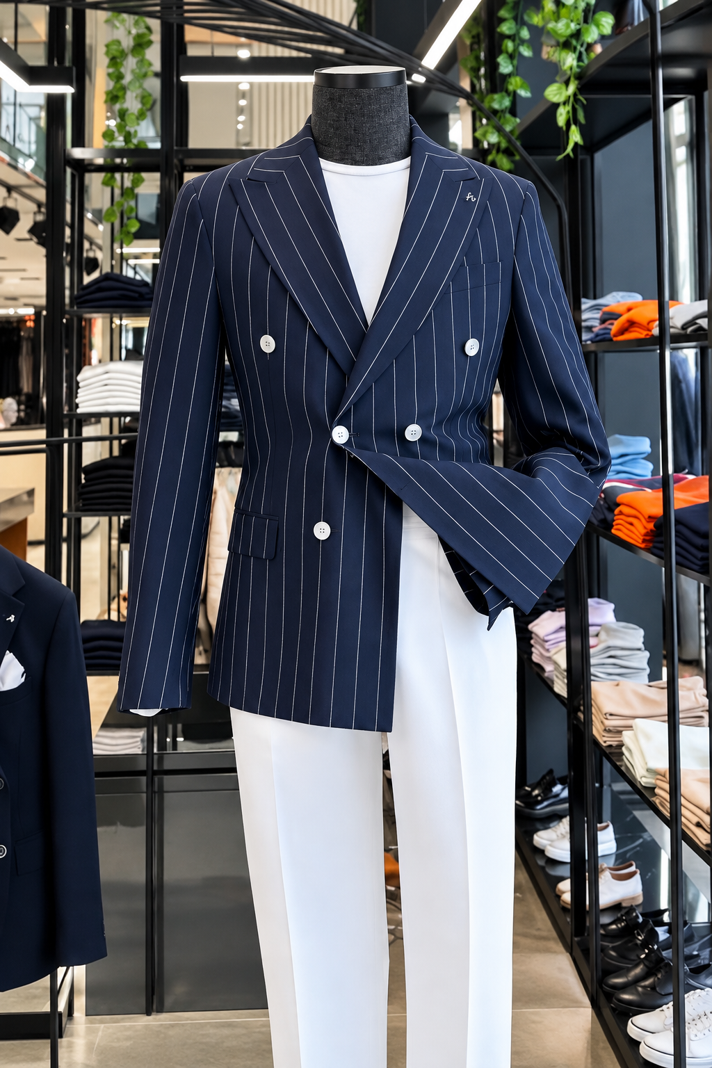 Navy striped Double Breasted Blazer by Italian Vega (Special Edition)