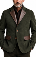 Luxury Olive Suede & PU Leather Blazer – Italian Vega® Signature